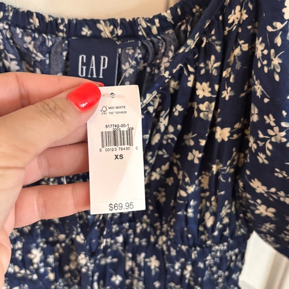 gap navy and white floral baby doll dress Bardot style - Picture 4 of 4